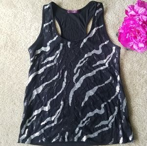 Zebra sequins sleeveless top
